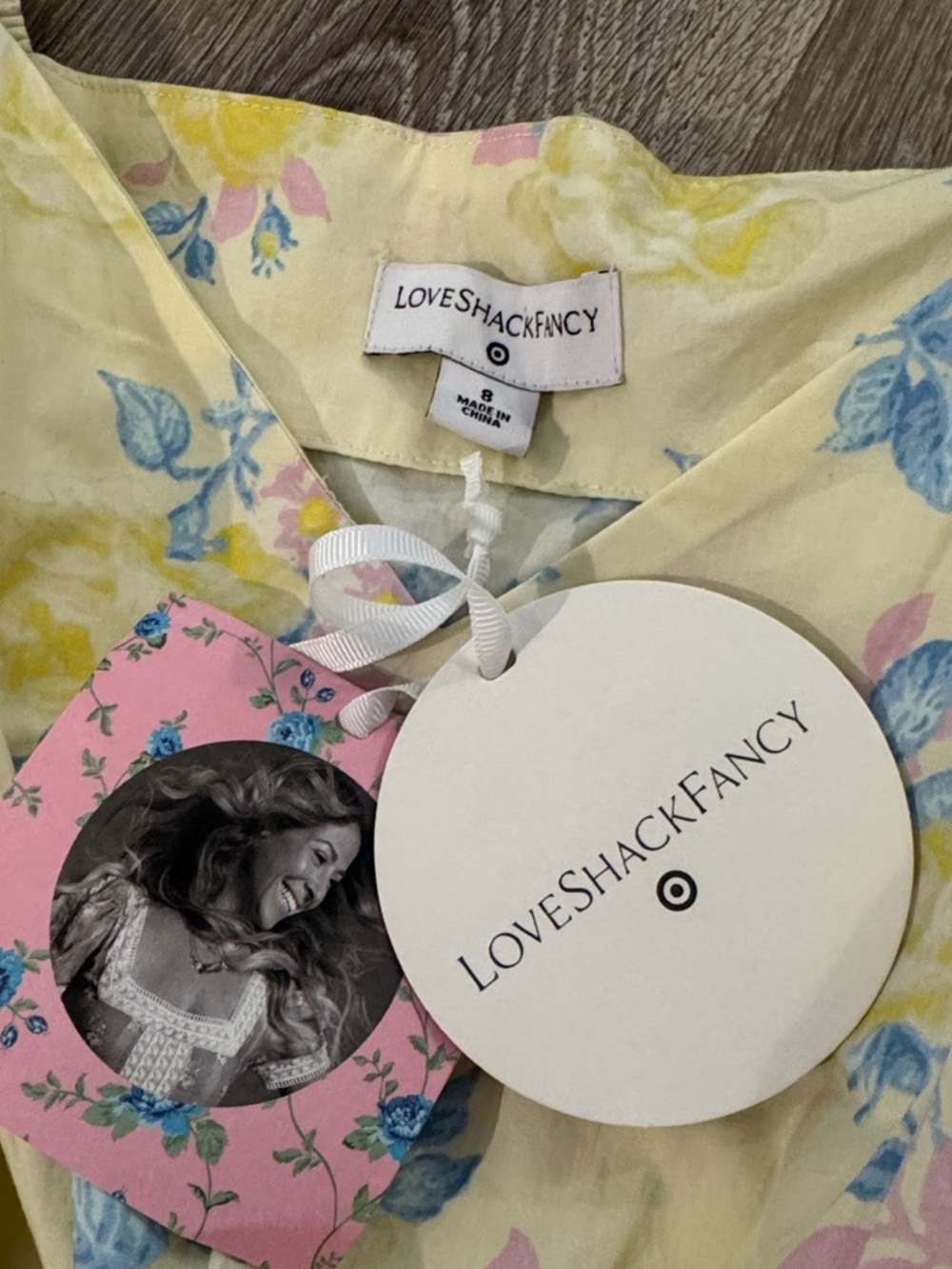 Love Shack Fancy x Target yellow floral puff sleeve maxi dress with belt sz 8 - Picture 4 of 4